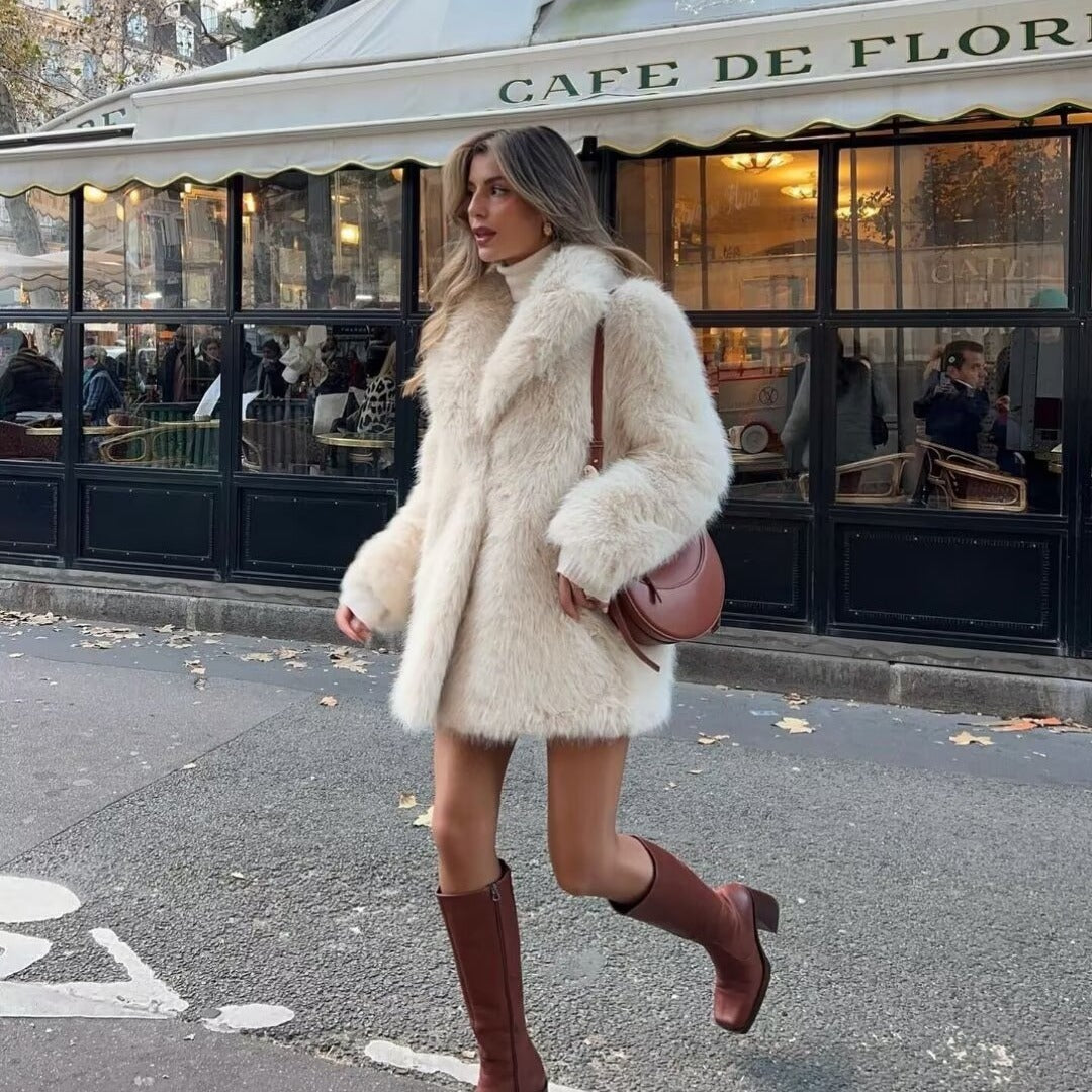 Manteau fourrure mi-long femme