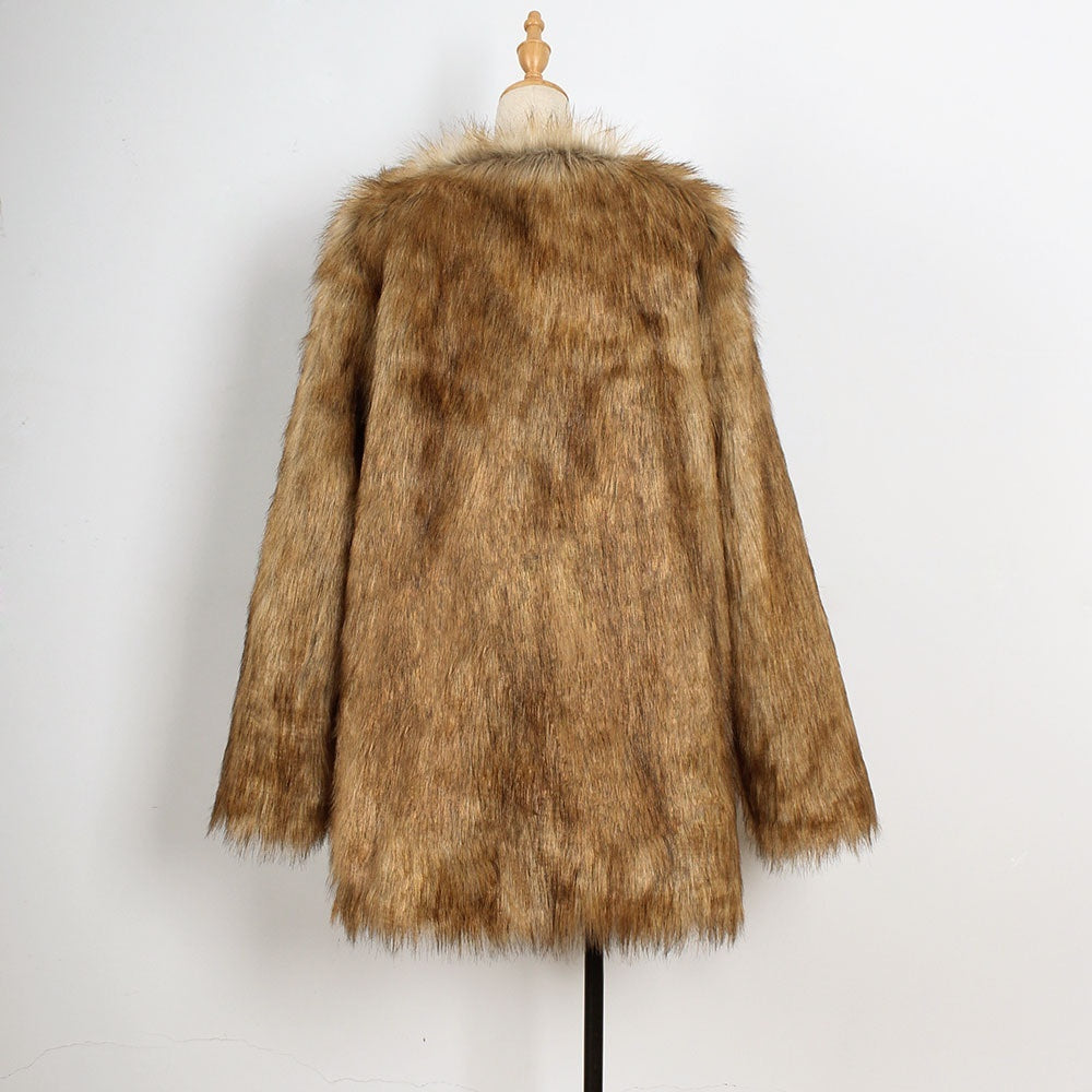 Manteau fourrure mi-long fashion