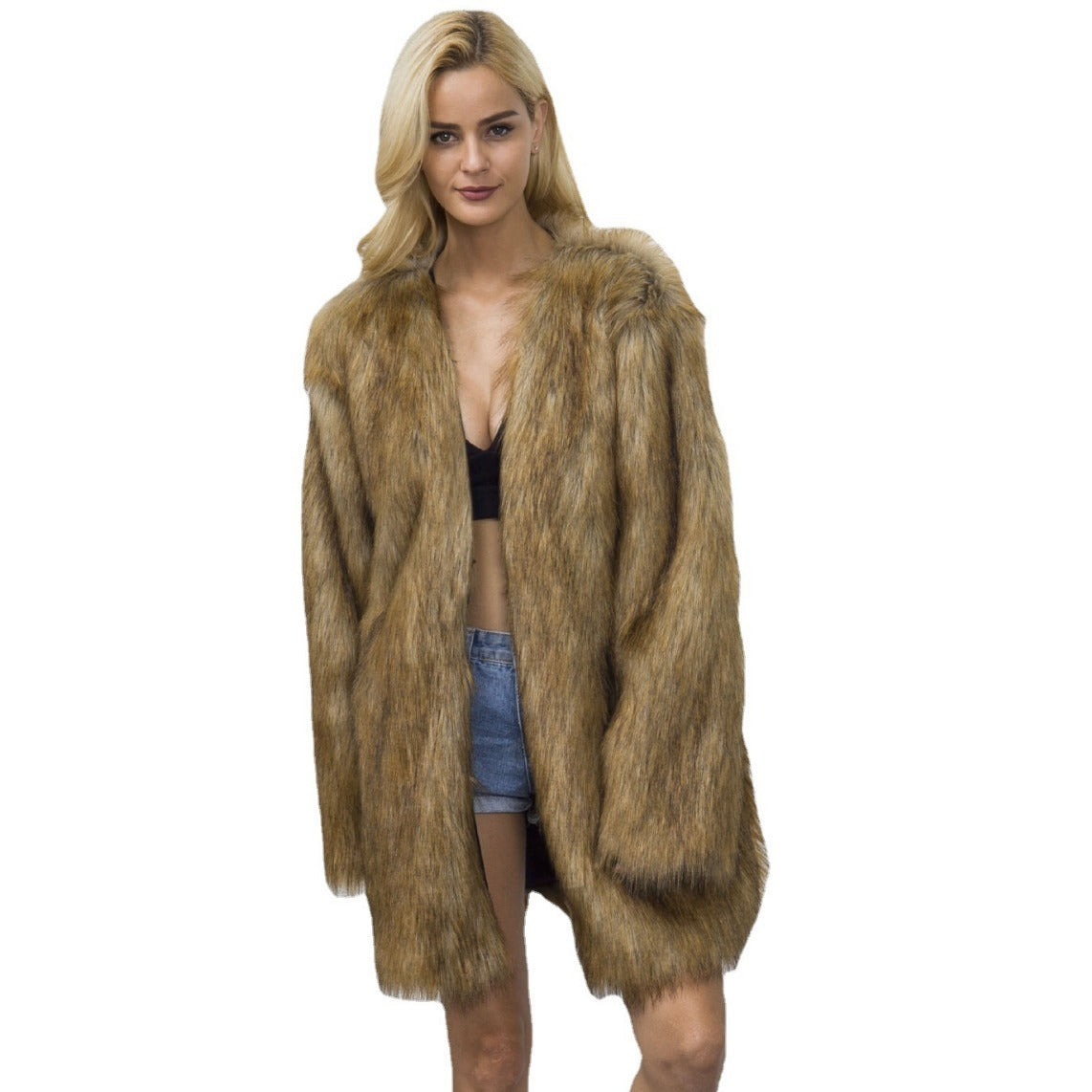 Manteau fourrure mi-long fashion