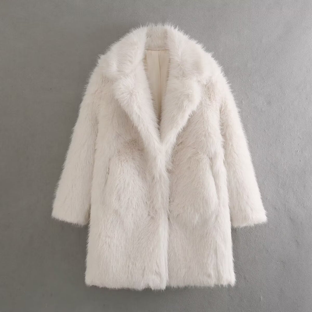 Manteau fourrure mi-long femme