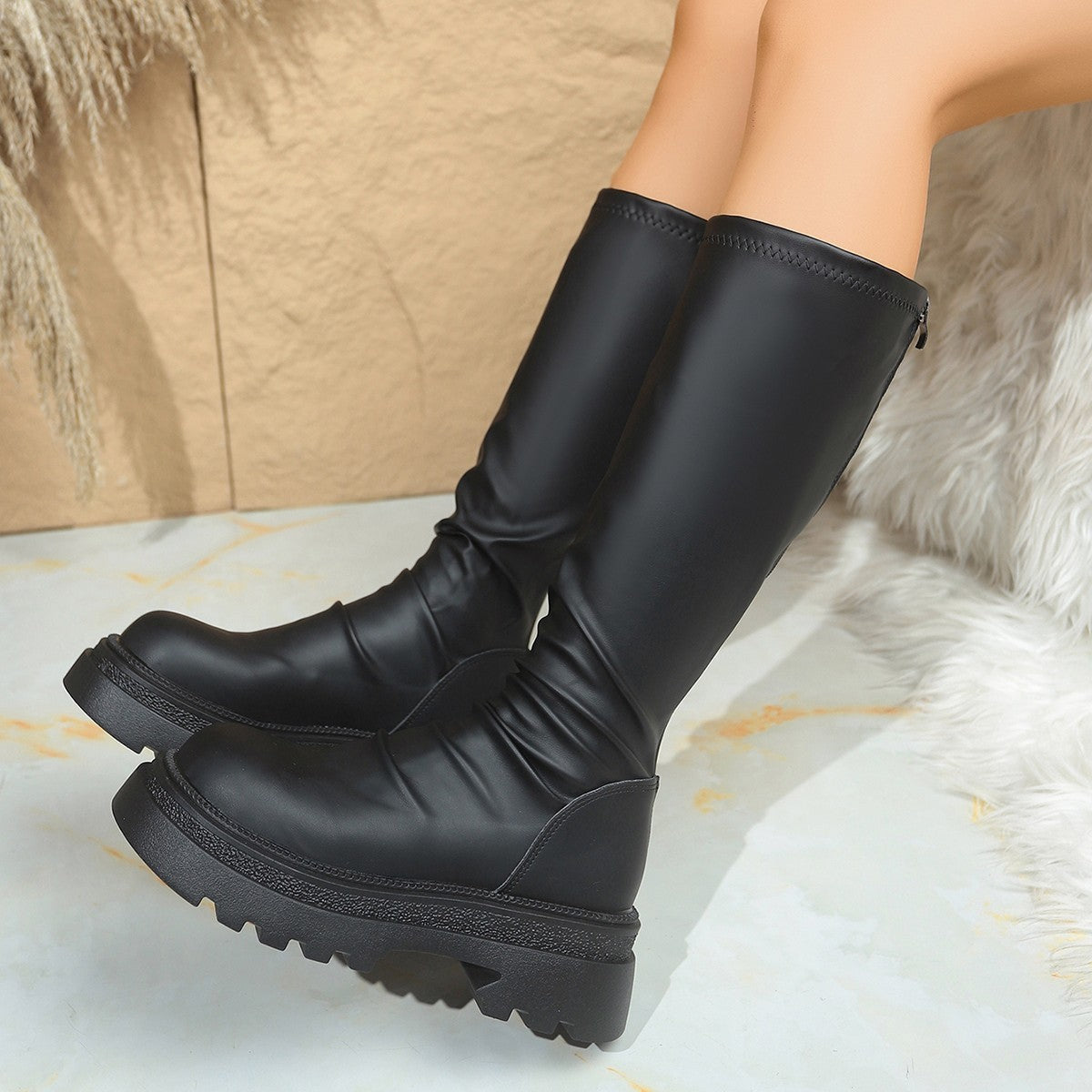 Bottes simili cuir femme