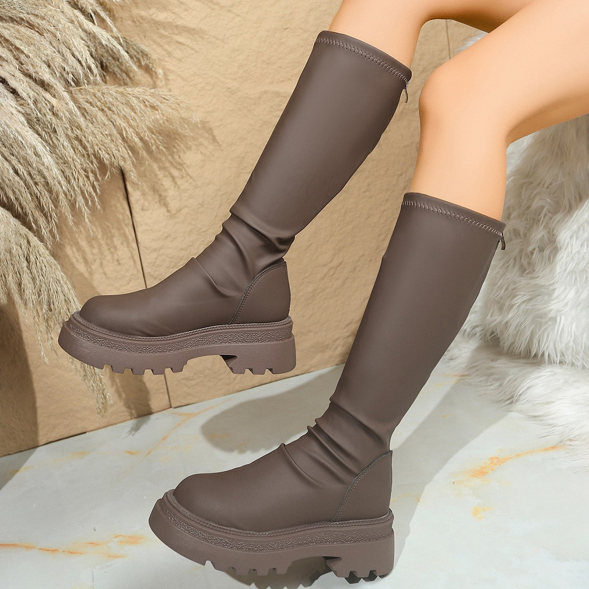 Bottes simili cuir femme