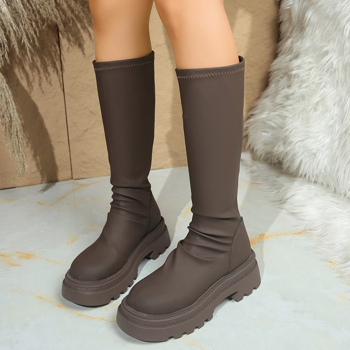 Bottes simili cuir femme