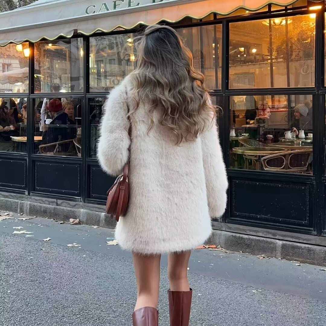 Manteau fourrure mi-long femme